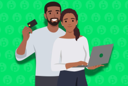 casal segurando um cartão de crédito representando como administrar cartão de credito em casal