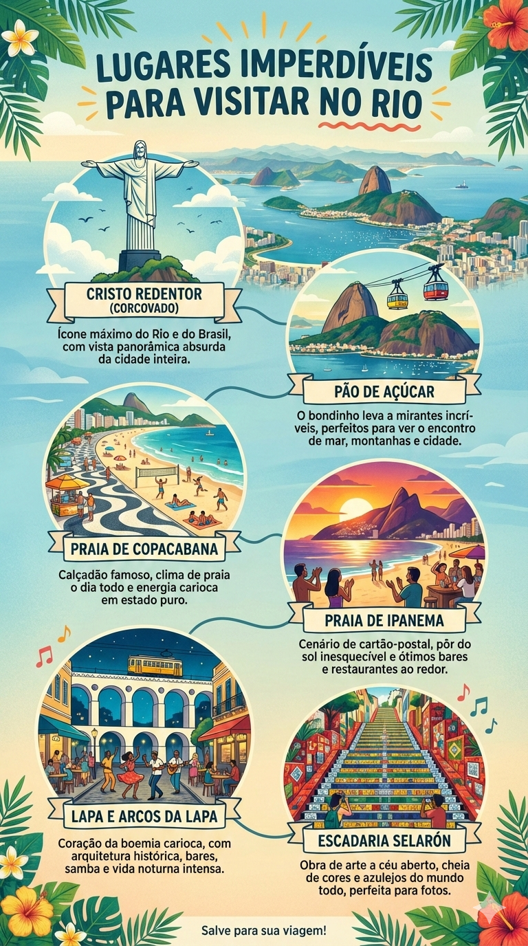 infográfico lugares imperdíveis para visitar no rio