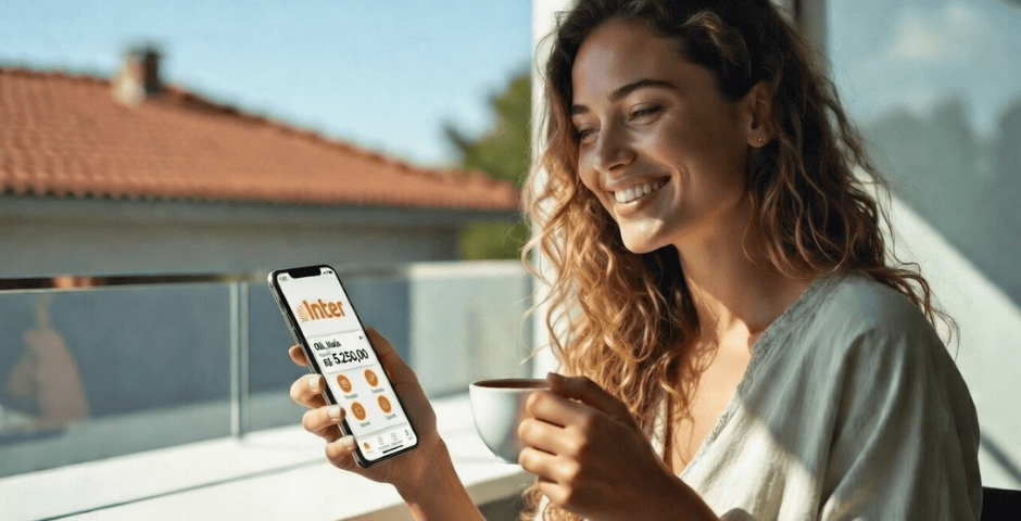 mulher usando isafe banco inter