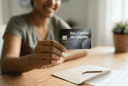 mulher segurando um cartão que acabou de receber para ilustrar Qual cartão de crédito é mais fácil de ser aprovado