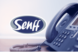 logotipo ao lado do Telefone Senff