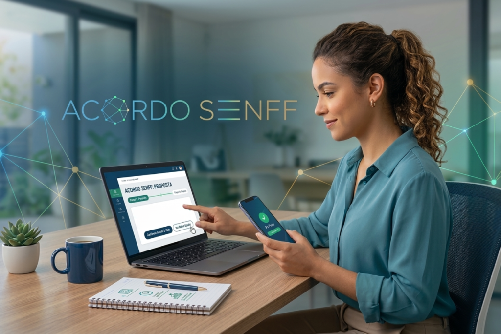 mulher fazendo um acordo senff