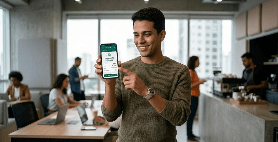 homem aprendendo como pagar boleto pelo celular