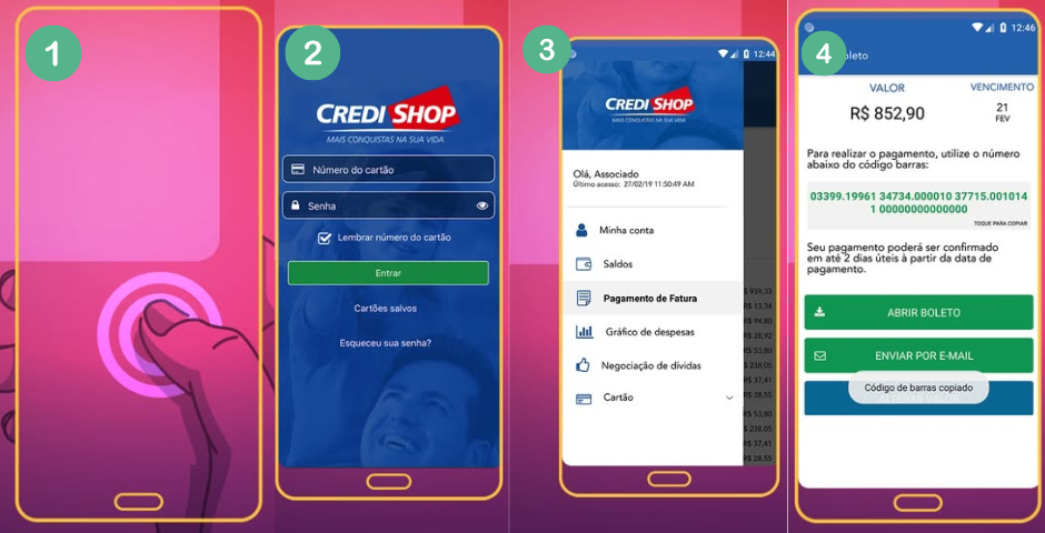 Credishop fatura passo a passo