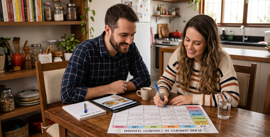 Planeje um cardápio semanal detalhado- economizar com alimentação